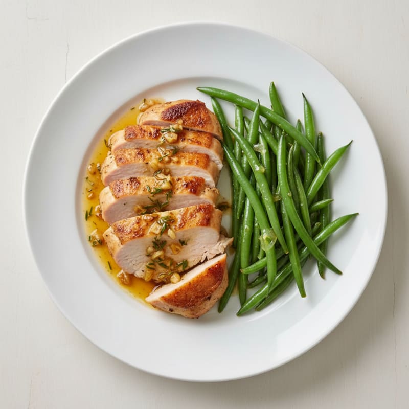 Seared Turkey Breast with Steamed Green Beans