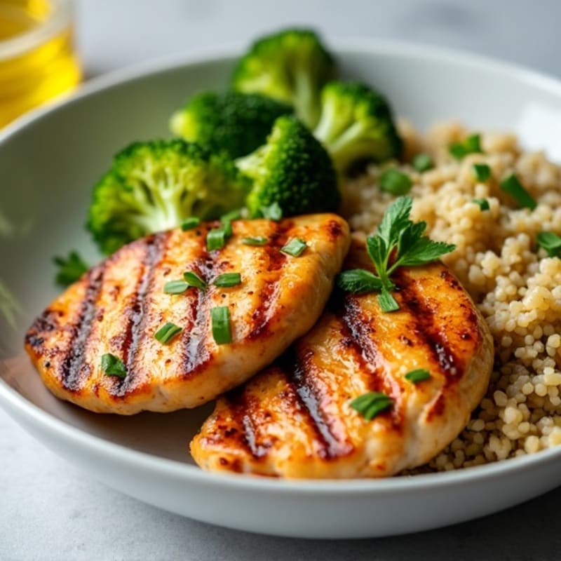 Grilled Chicken Breast with Quinoa and Steamed Broccoli