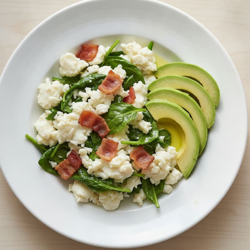 Scrambled Egg Whites with Spinach and Turkey Bacon