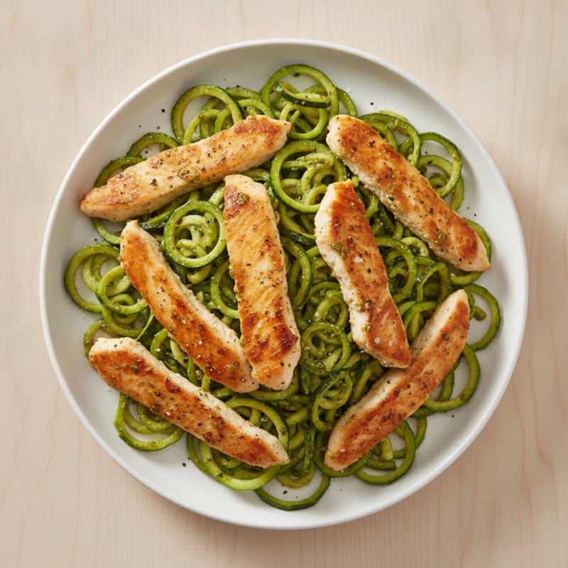 Chicken Zucchini Noodles with Pesto