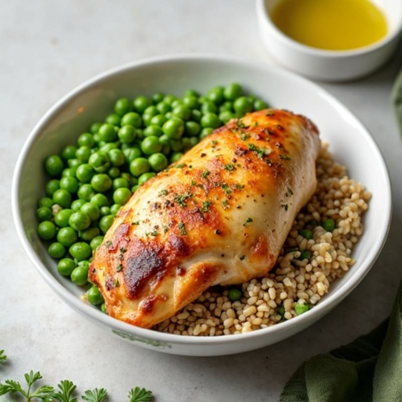 Herb-Seasoned Rotisserie Chicken Bowl with Pea-Studded Rice and Hemp Hearts