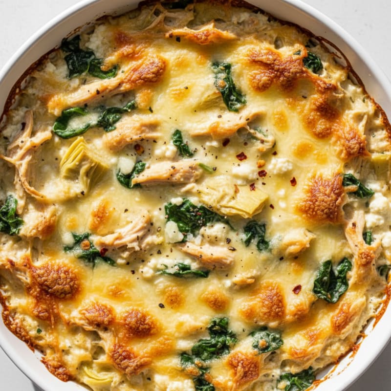 Creamy Spinach Artichoke Dip with Golden Crust