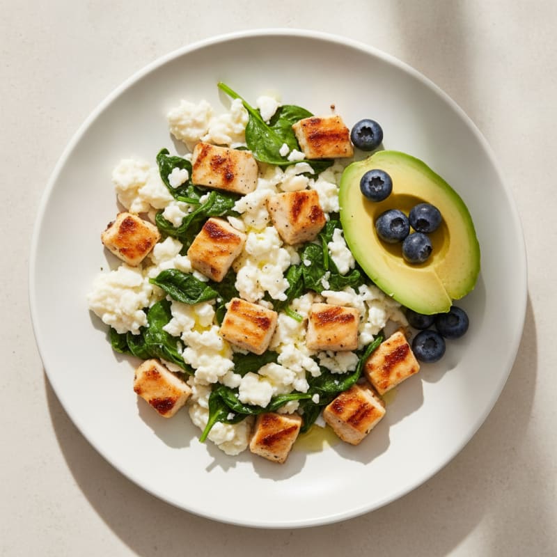Scrambled Egg Whites with Grilled Chicken and Spinach