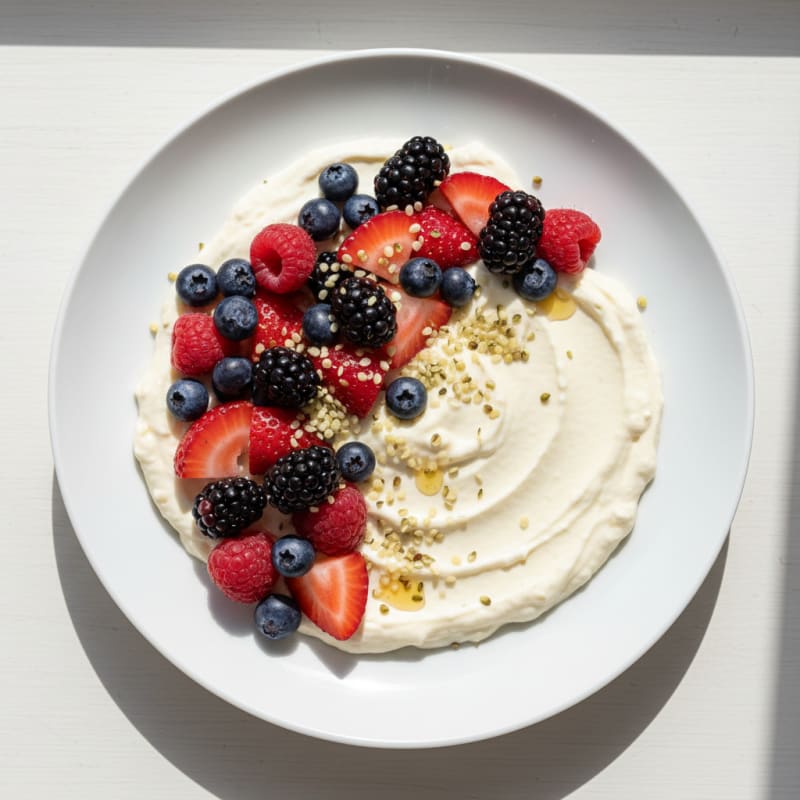 Silky Cottage Cheese Protein Pudding with Mixed Berries