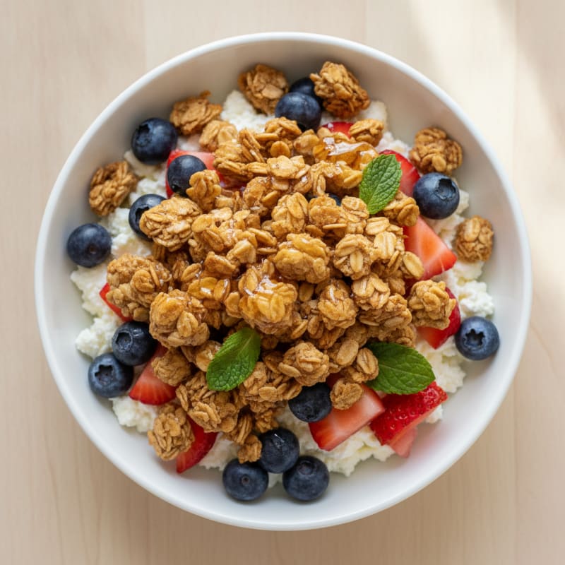 Cottage Cheese Berry Parfait with Crunchy Granola