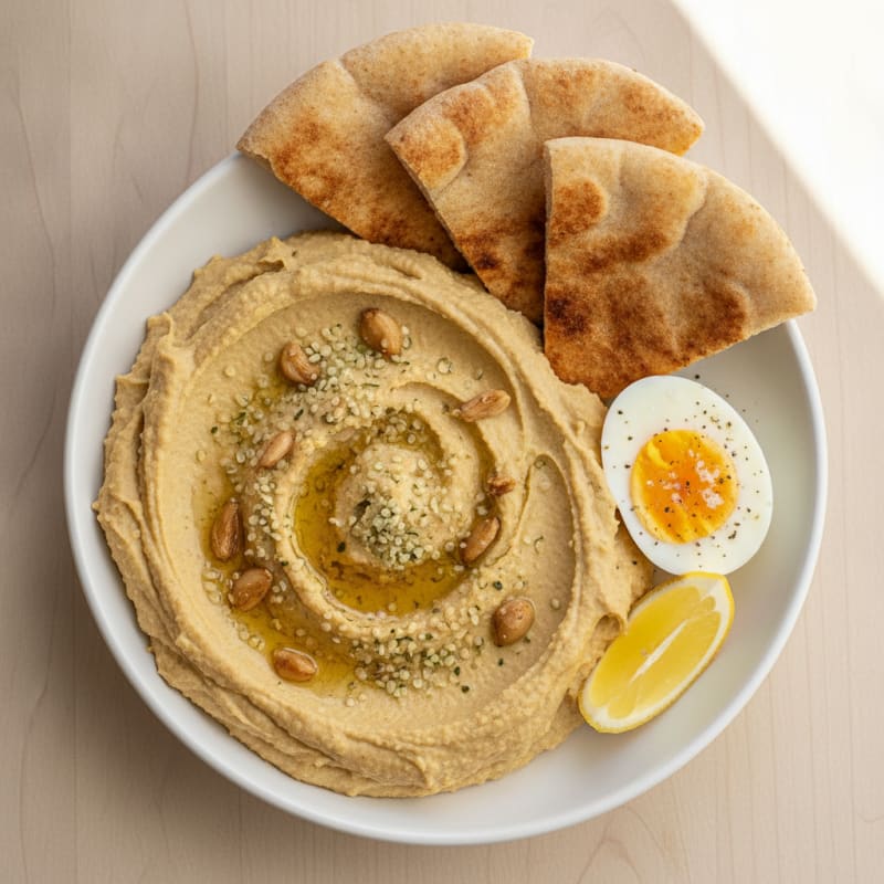 Roasted Garlic Hummus with Pita