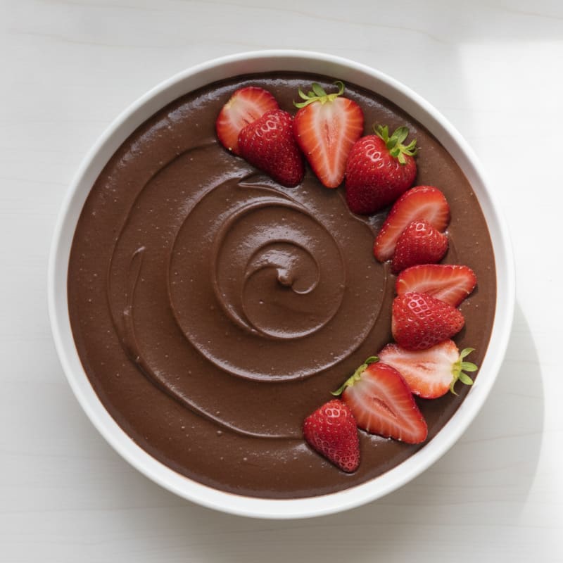 Silky Chocolate Protein Pudding with Fresh Strawberries