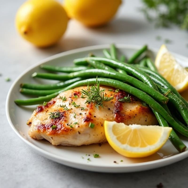 Lemon-Garlic Roasted Chicken with Crispy Green Beans