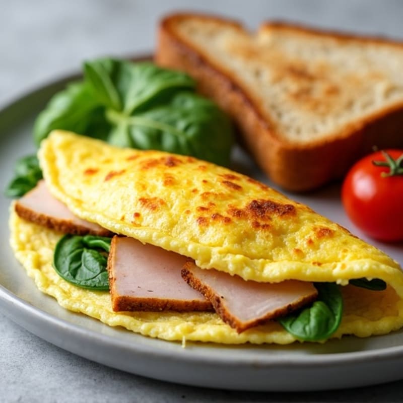 Egg White Omelet with Spinach and Turkey Breast