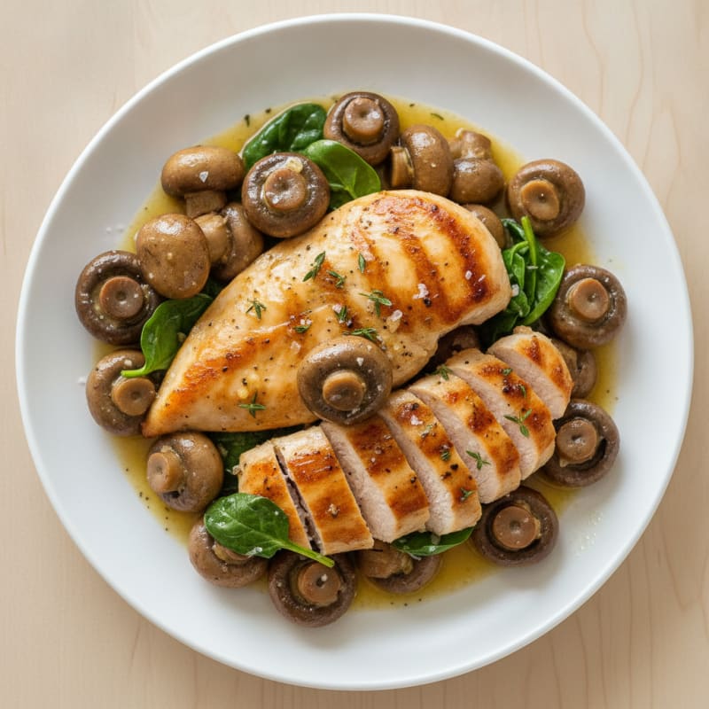 Roasted Garlic Butter Mushrooms with Pan-Seared Chicken