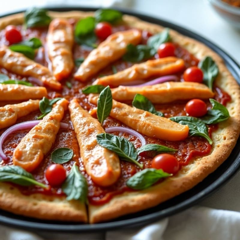 Sheet Pan BBQ Ranch Chicken Pizza with Fresh Veggies