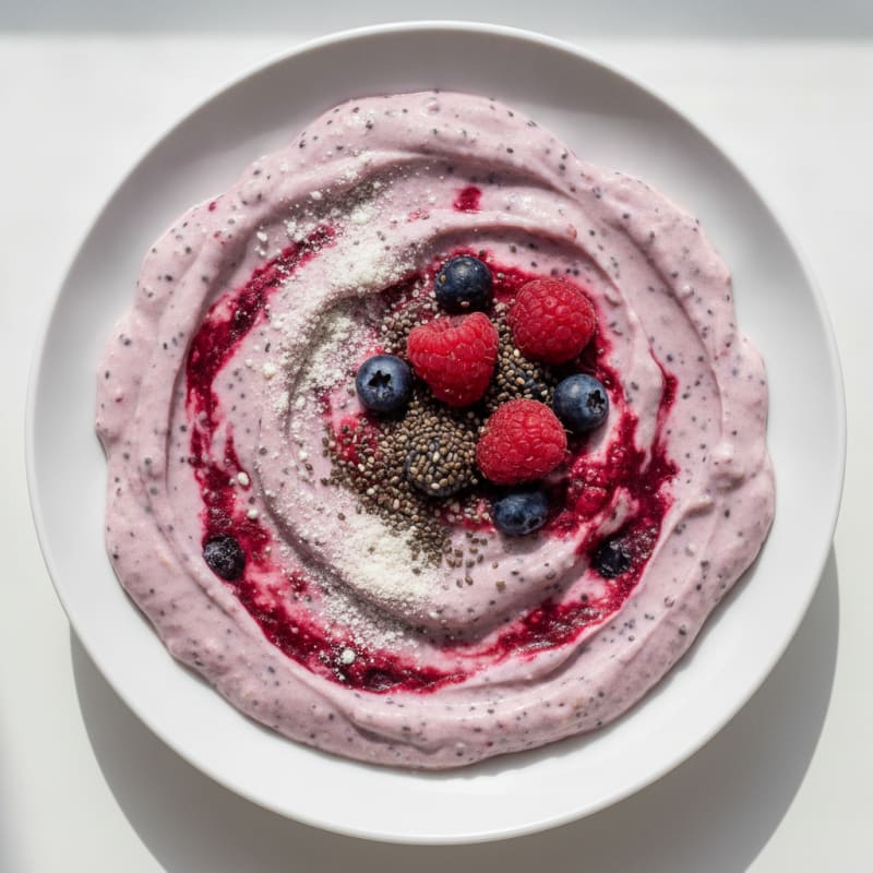 Silky Tofu Protein Smoothie with Chia and Berries