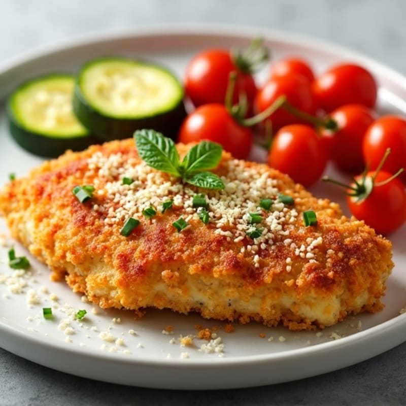 Healthy Crispy Chicken Parmesan with Roasted Vegetables