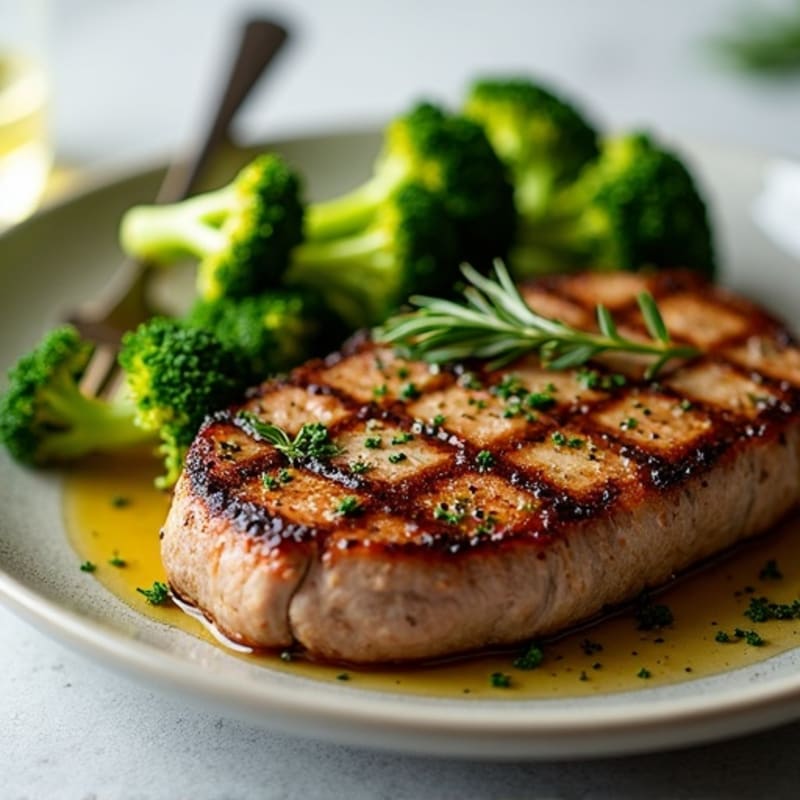 Garlic Herb Steak with Crispy Roasted Broccoli
