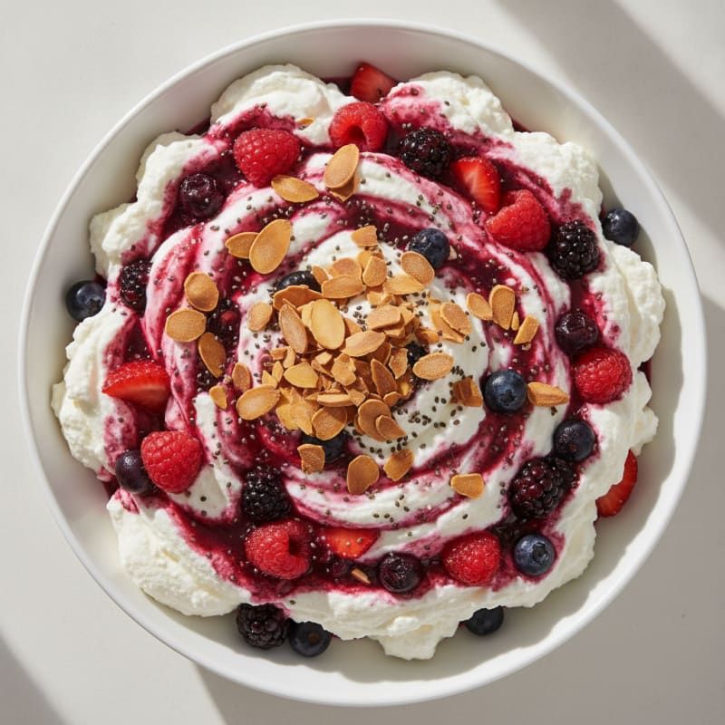 Greek Yogurt Protein Mousse with Mixed Berries