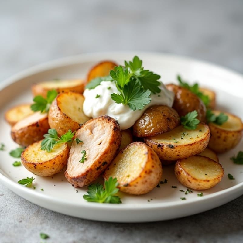 Roasted Chicken and Crispy Potato Salad with Creamy Herb Dressing