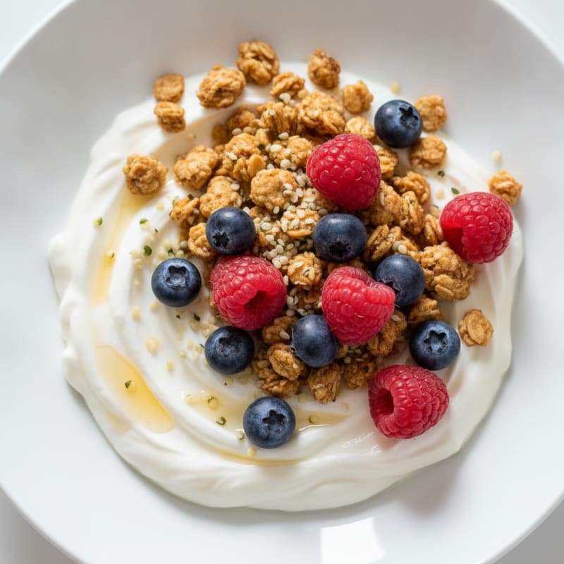 Creamy Greek Yogurt Bowl with Protein Granola and Berries