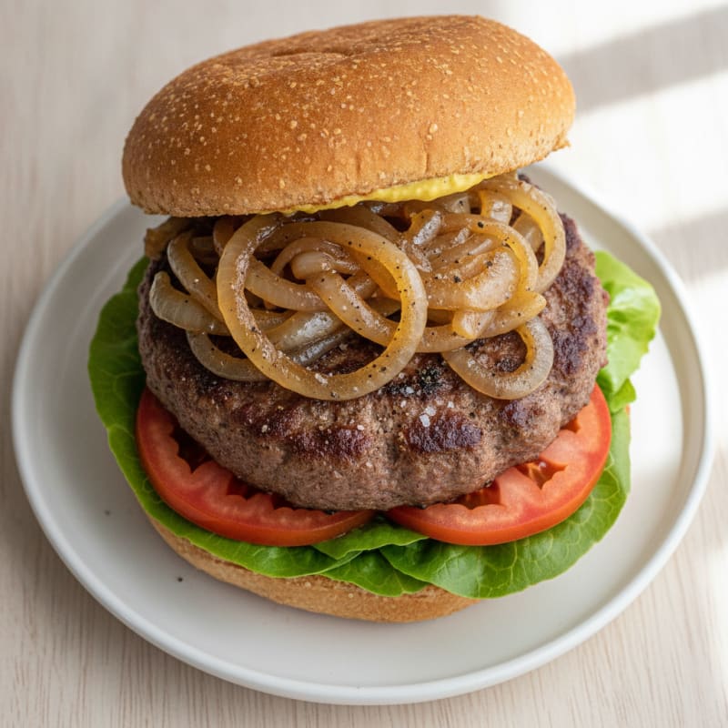 Classic Beef Burger with Caramelized Onions