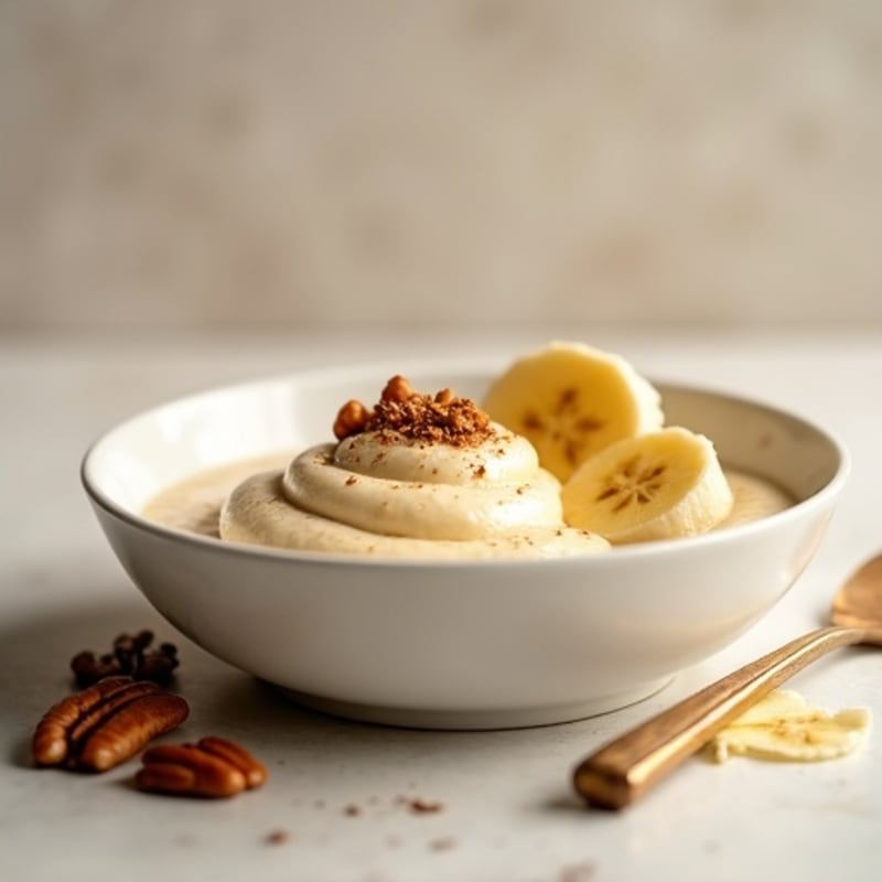 Creamy Banana Protein Pudding with Toasted Pecans