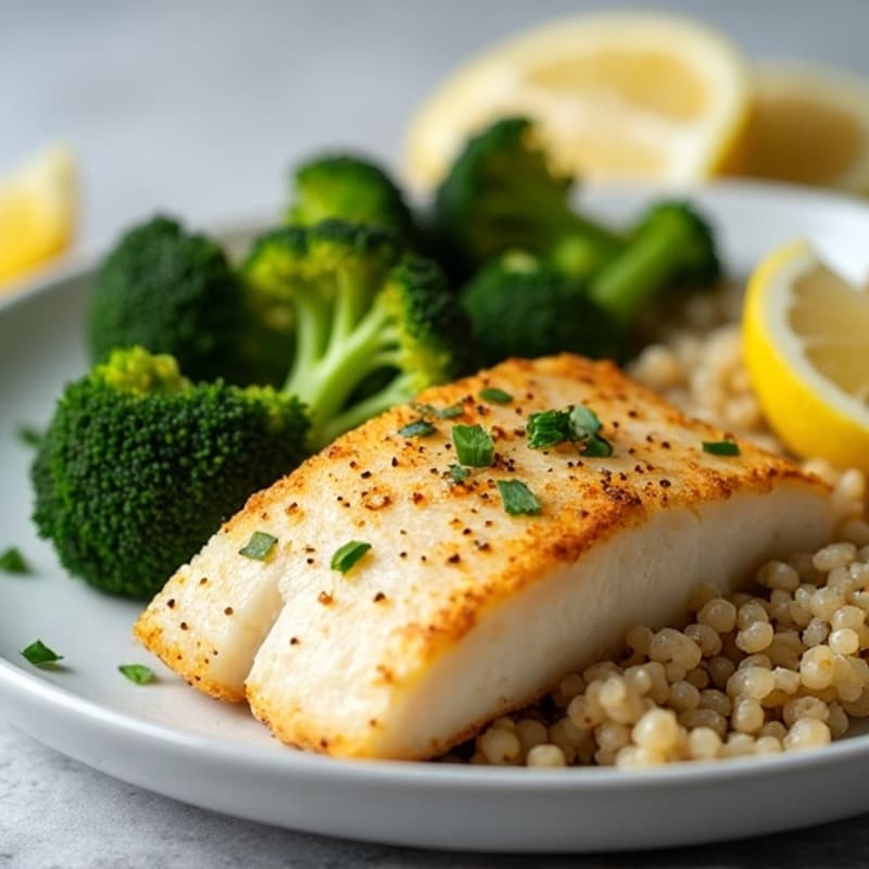 Baked Cod with Roasted Broccoli and Quinoa