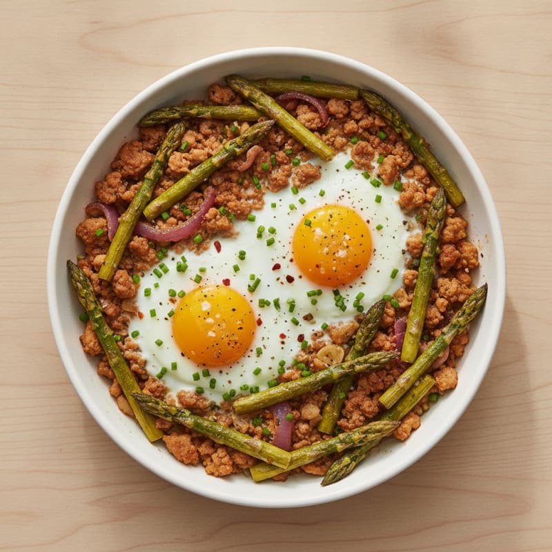 Baked Eggs with Roasted Asparagus
