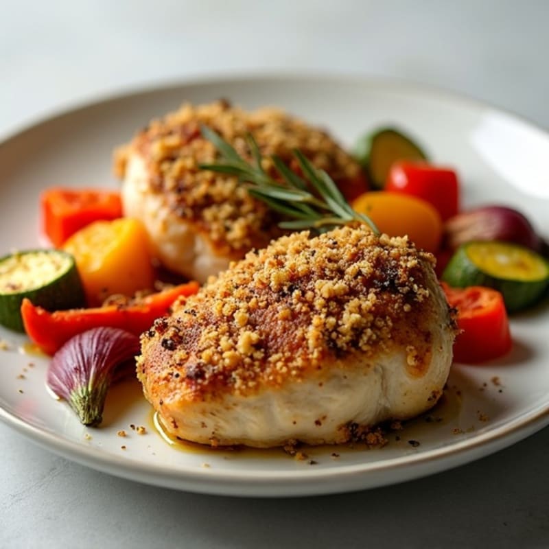 Herb-Crusted Baked Chicken Thighs with Roasted Vegetables