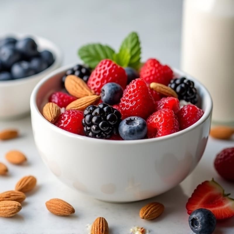 Greek Yogurt Protein Bowl with Mixed Berries and Almonds