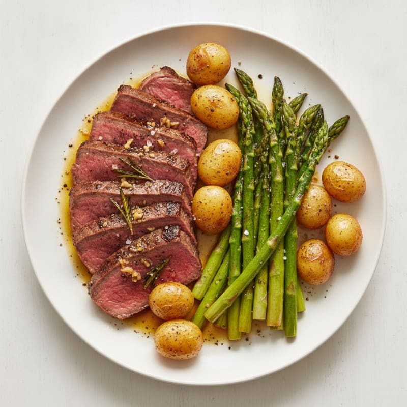 Garlic Herb Roasted Beef with Asparagus