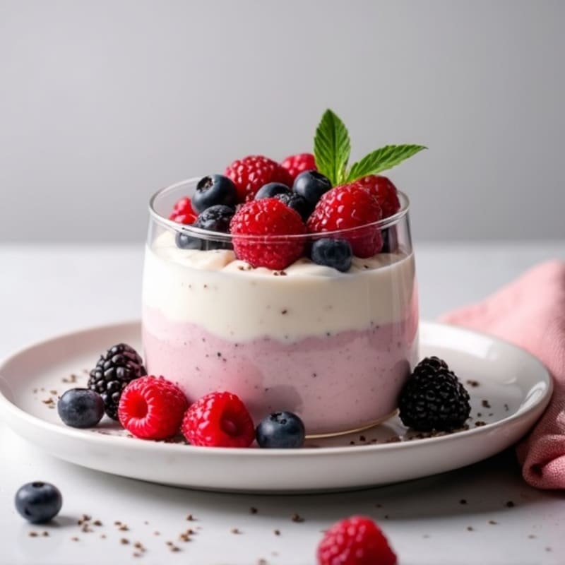 Greek Yogurt Protein Mousse with Mixed Berries