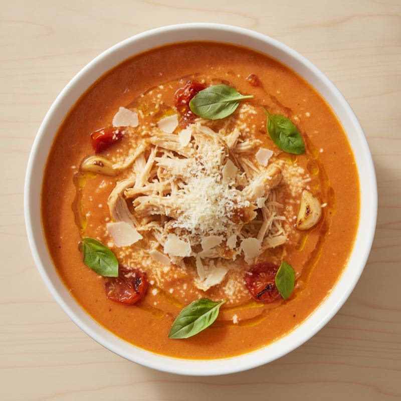 Roasted Tomato Basil Soup with Parmesan