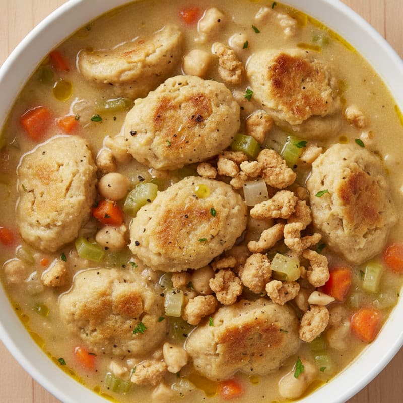 Hearty Vegan "Chicken" and Dumplings