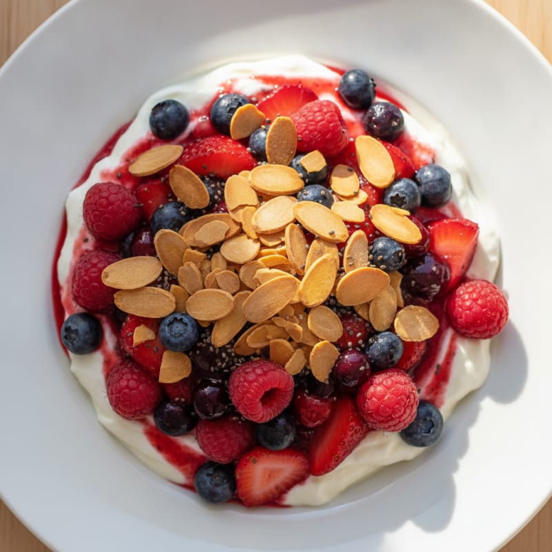 Greek Yogurt Protein Parfait with Berries and Almonds