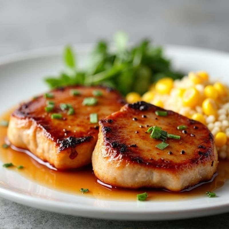 Honey-Garlic Glazed Pork Chops with Sweet Corn Rice