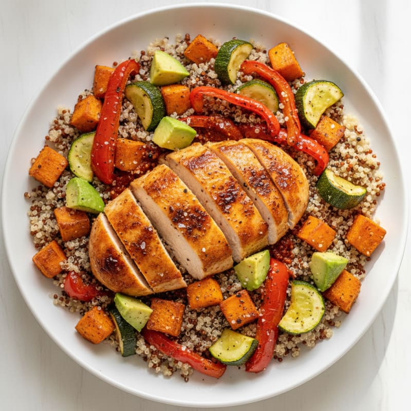 Spicy Harissa Chicken and Roasted Vegetable Power Plate