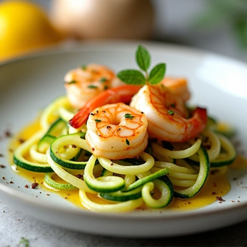 Pan-Seared Garlic Butter Shrimp with Fresh Zucchini Noodles