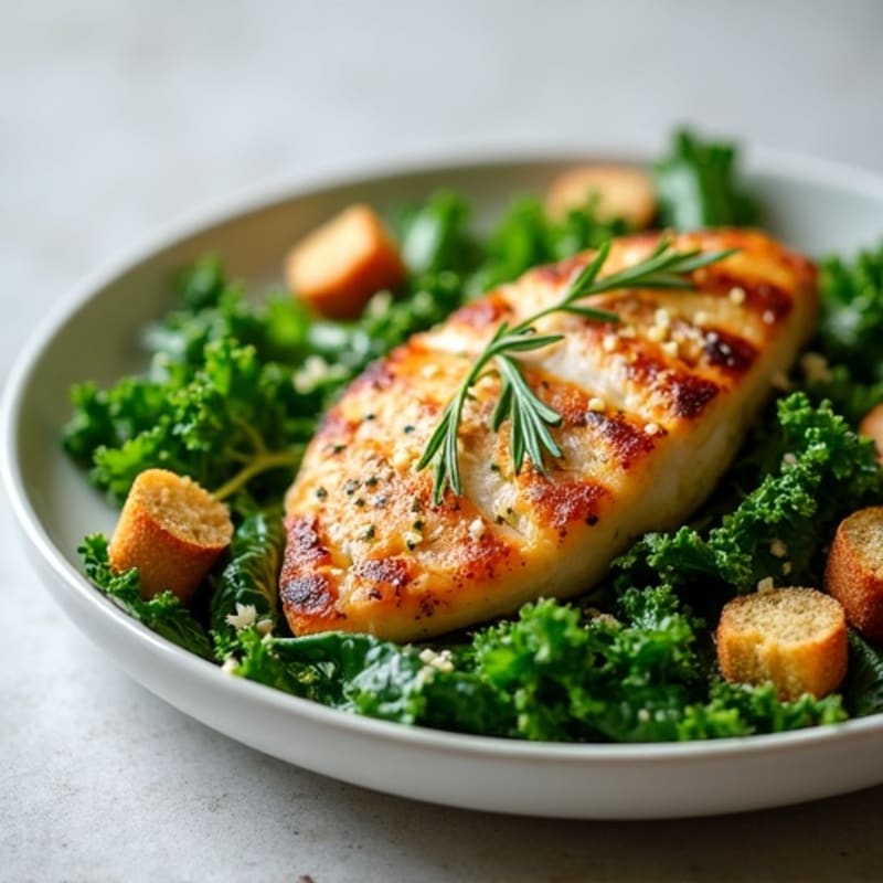 Crunchy Kale Caesar with Herb-Roasted Chicken