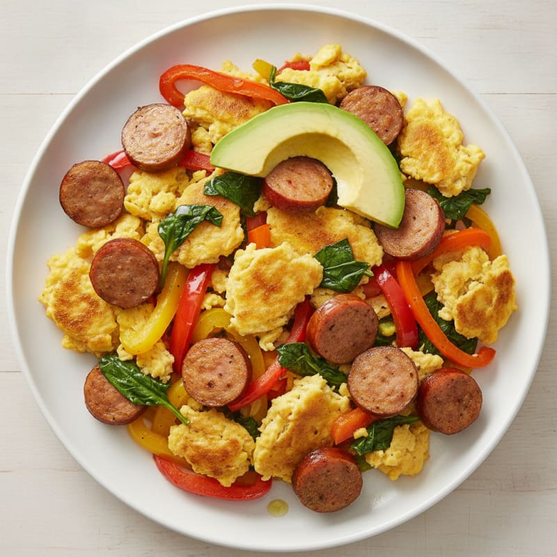 Scrambled Egg and Chicken Sausage Veggie Skillet