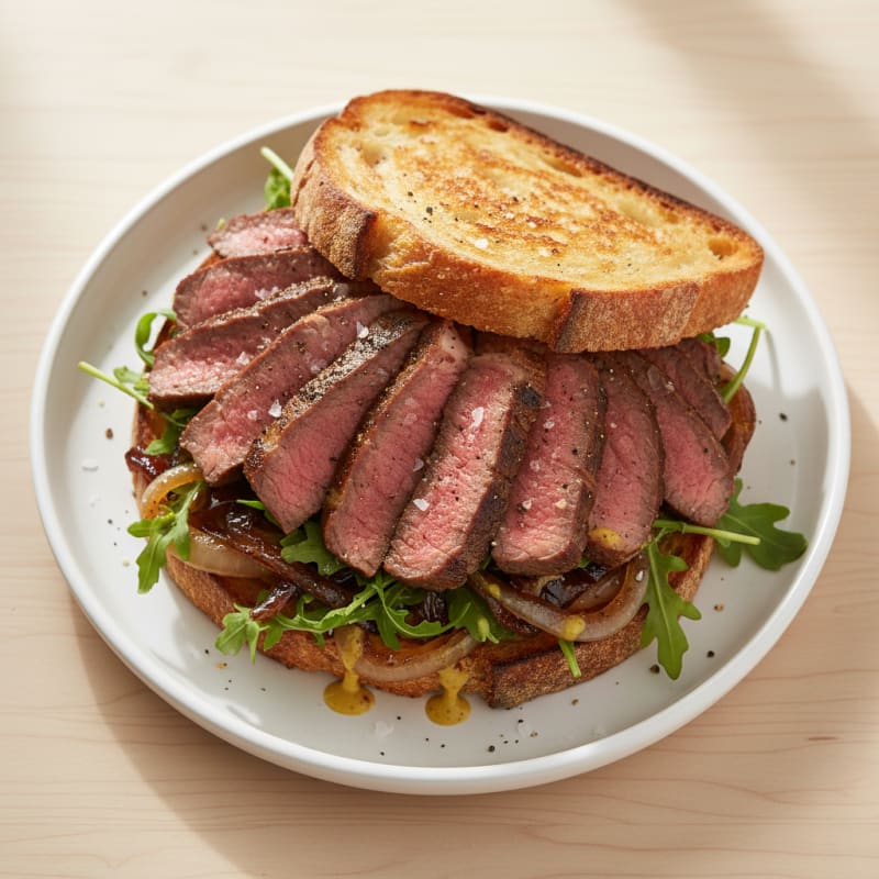 Tender Steak and Caramelized Onion Sandwich