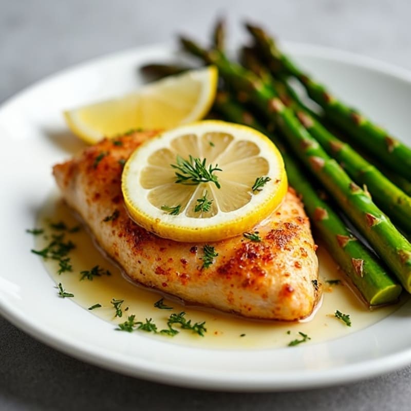 Crispy Lemon-Herb Baked Chicken with Roasted Asparagus