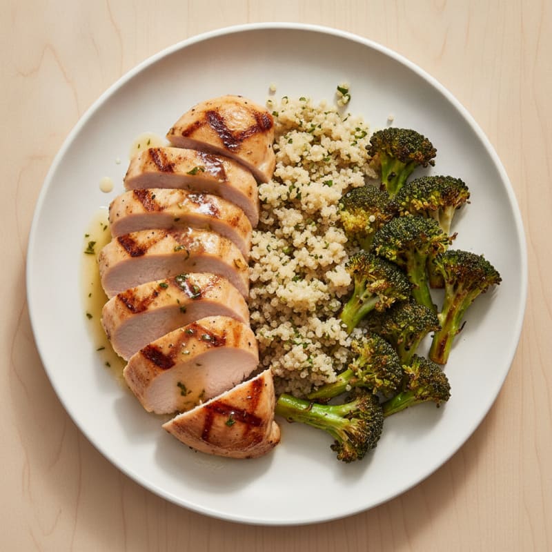 Grilled Turkey Breast with Roasted Broccoli and Quinoa