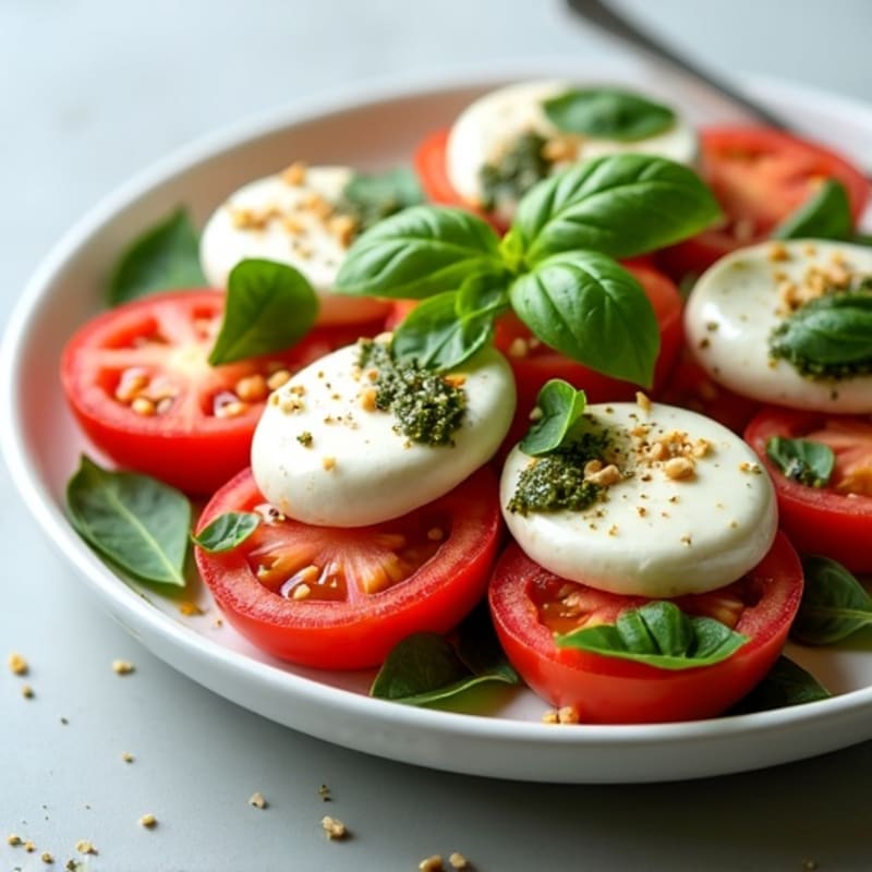 Fresh Tomato and Creamy Mozzarella Salad with Basil Pesto