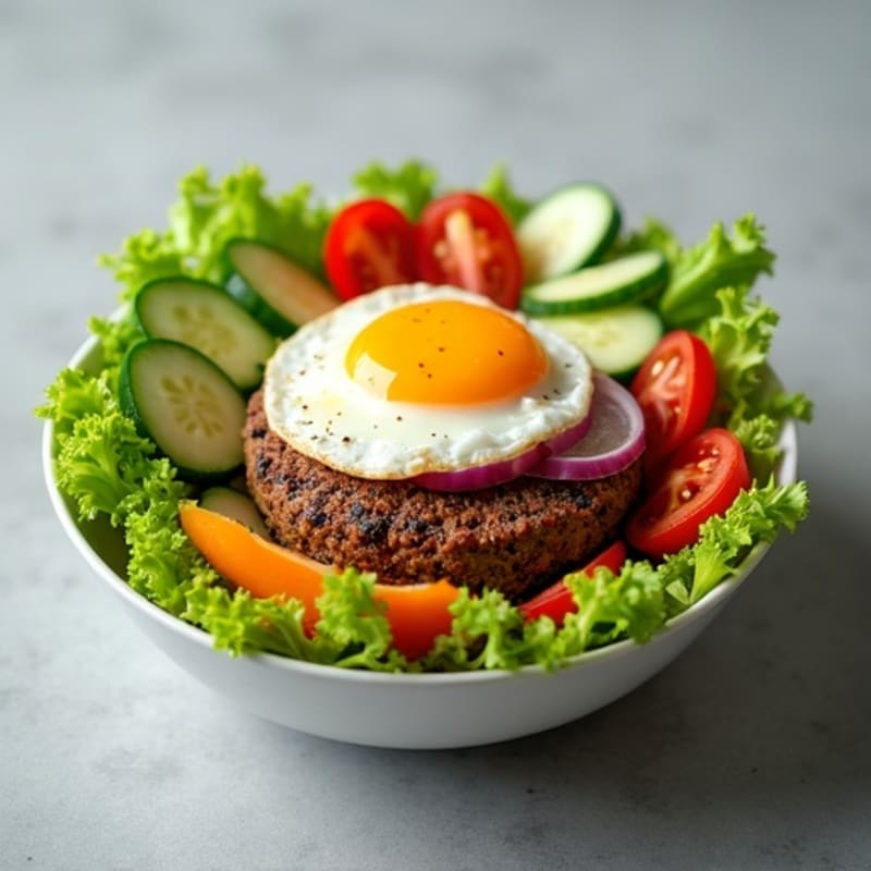 Classic Lean Ground Beef Burger Bowl with Fresh Toppings