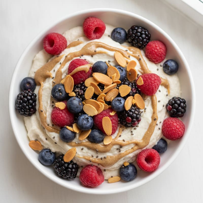 Silky Greek Yogurt Protein Mousse with Mixed Berries