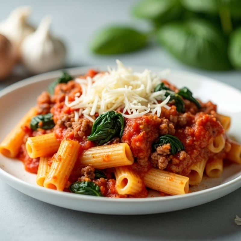 Healthy Baked Ziti with Lean Beef and Spinach