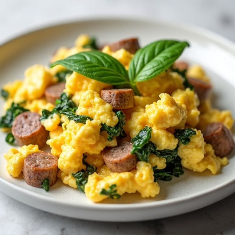 Egg White Scramble with Spinach and Turkey Sausage