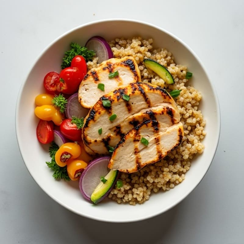 Grilled Chicken and Quinoa Bowl with Roasted Vegetables