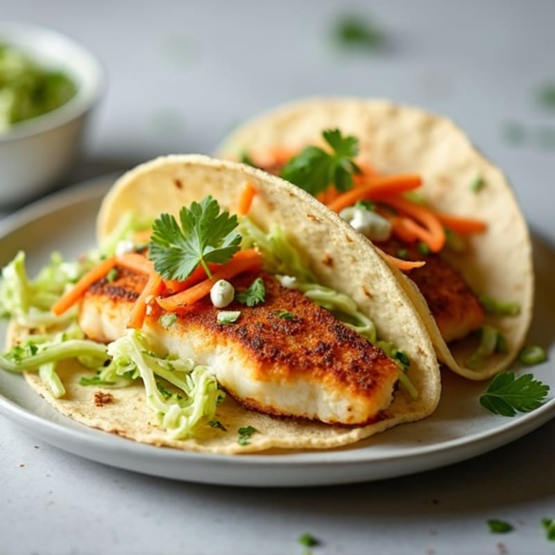 Crispy Pan-Seared Fish Tacos with Creamy Cilantro Lime Slaw