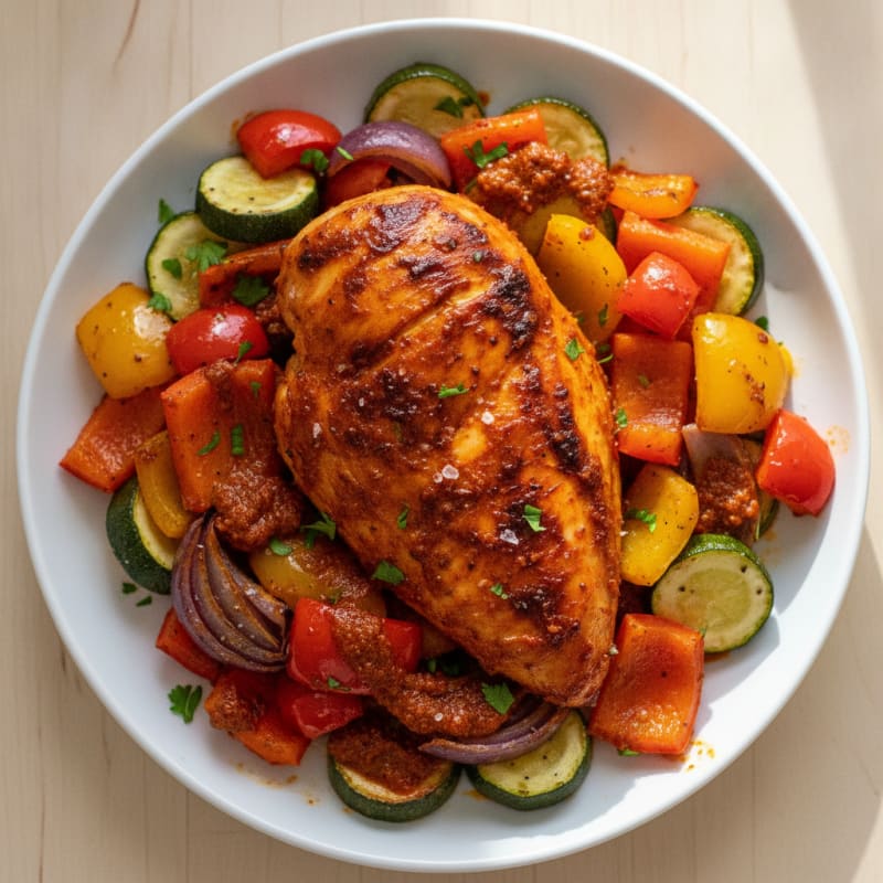 Spicy Harissa Chicken with Roasted Vegetables