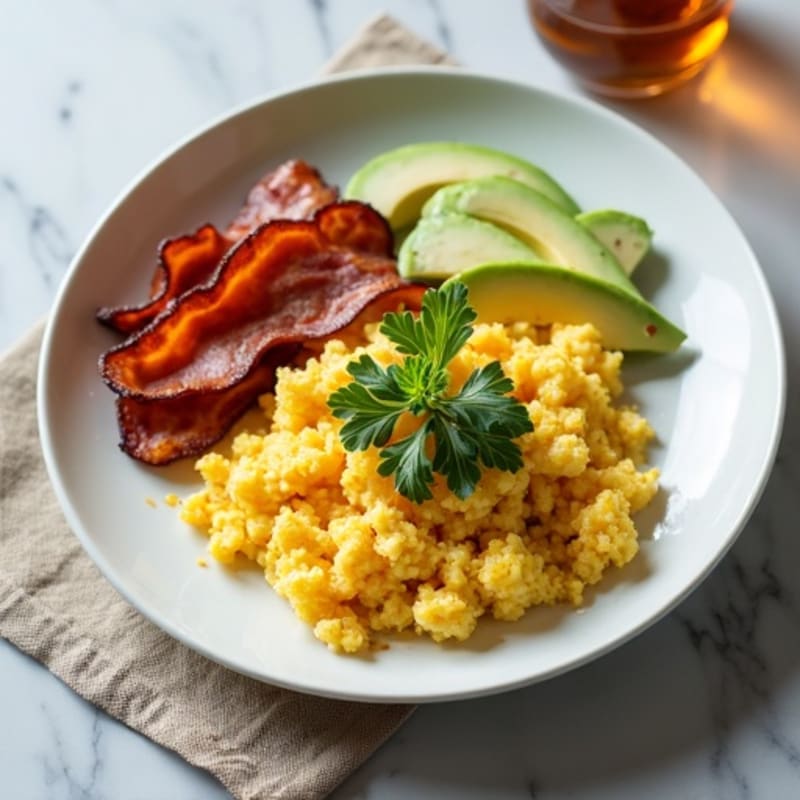 Egg White and Turkey Bacon Scramble with Micro Greens