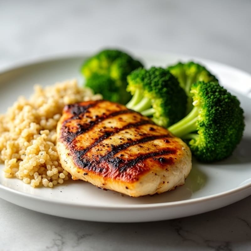 Grilled Chicken Breast with Quinoa and Steamed Broccoli